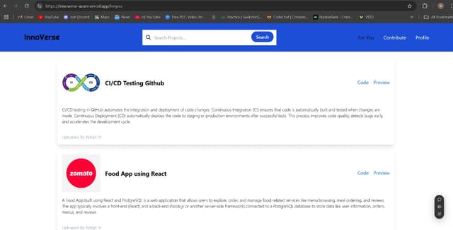 Innoverse - A Project Sharing Website project image